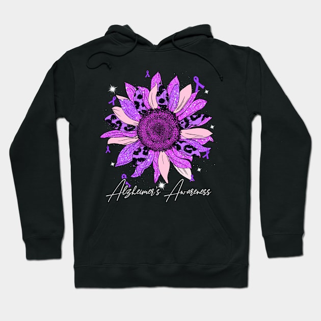 Alzheimer's Awareness Ribbon Purple Sunflower Ribbon Hope Hoodie by New Hights